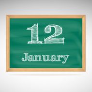 January 12 inscription in chalk on a blackboard