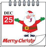 Christmas Holiday Calendar With Jolly Santa Claus