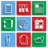 Flat Document Office Icons with Shadow