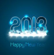 Happy new year glossy 2013 blue colorful background