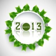 New year 2013 reflection green lives circle colorful whit background