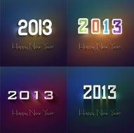 Happy New Year 2013 card collection set colorful vector background