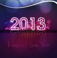 Happy new year 2013 reflection colorful background