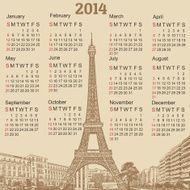 Paris 2014 calendar