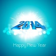 Happy new year stylish 2014 blue colorful celebration background