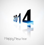 Happy new year 2014 reflection colorful vector background