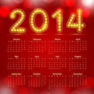 Calendar 2014 with realistic lamp design