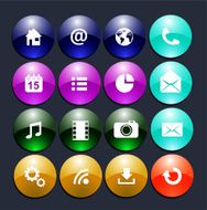 Internet-business icons set of glossy buttons