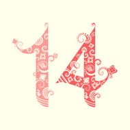 Valentine&#039;s Day fourteen ornate numbers