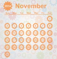 Calendar month of november 2014