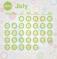 Calendar month of july 2014