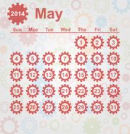 Calendar month of may 2014