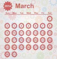 Calendar month of march 2014