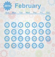 Calendar month of february 2014