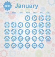 Calendar month of january 2014