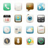 Application mobile icons and white background