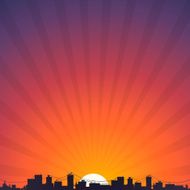 City silhouette at sunrise