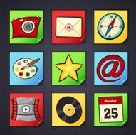 Icons for apps in cartoon style