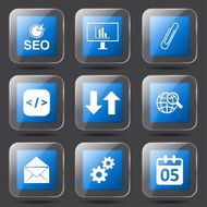 SEO Internet Sign Square Vector Blue Icon Design Set 6 N10