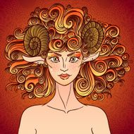 Zodiac sign Aries Sheep lady