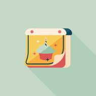 birthday calendar flat icon with long shadow eps10 N12