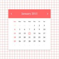 Calendar page for January 2015 N10