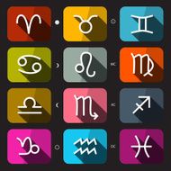 Zodiac - Horoscope Rounded Square Vector Icons Set N2