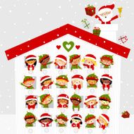 Christmas time cute kids elf santaclaus present gift snow calendar