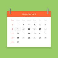 Calendar page for November 2015 N8