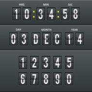 Airport characters and numbers in vector calendar clock