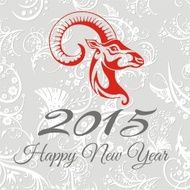 new year card with goat vector illustration N2