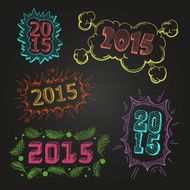 Set of numbers 2015 hand drawn vector illustration N4