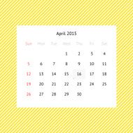 Calendar page for April 2015 N10