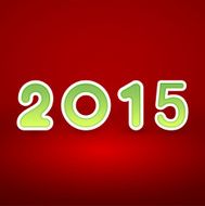 New Year image on red background with green figur