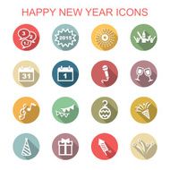happy new year long shadow icons