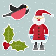 cartoon winter holidays background with funny Santa Claus