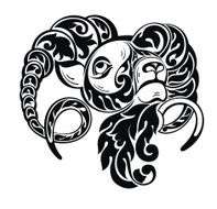 Ram sheep in tattoo style