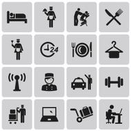 Hotel and Services Black Icons set2 Vector Illustration e