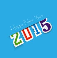 Happy new year 2015 text design blue colorful vector background