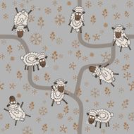 Seamless pattern with funny cartoon sheep N3