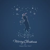 New Year card with a goat - symbol of 2015