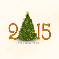 New Year 2015 celebrations with star decorated Christmas tree