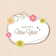 Stylish flower decorated sticky design for Happy New Year celebrations