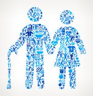 Older Couple Fitness and Diet Icon Pattern