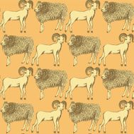 Sketch New Year ram in vintage style N46