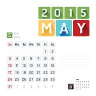 2015 Calendar Vector Design May