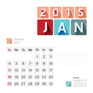 2015 Calendar Vector Design January