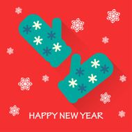 new year vector background with funny bright mitten