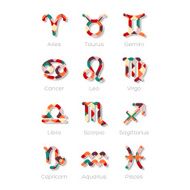 Multicolored Zodiac Symbol Icons Isolated on White