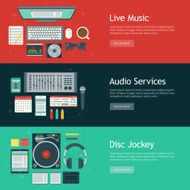 Disc Jockey Flat Design Web Banners Icon Sets